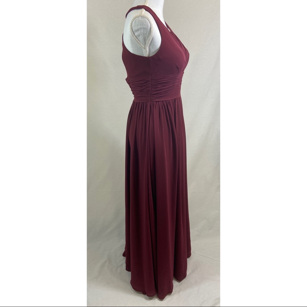 AZAZIE Racer Back Cummerbund Waist Prom Dress  Bridesmaid Gown Burgundy Plum S - Picture 5 of 10